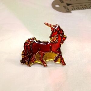 Red and Gold unicorn 🦄 Vintage pin